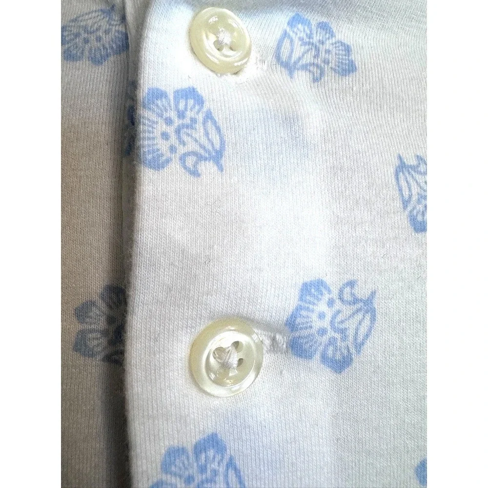 Polo Ralph Lauren Performance Polo Shirt Men's XL White Blue Floral Print Summer
